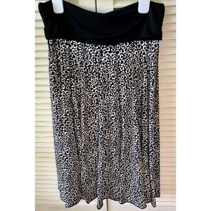 Lapis Pull On Stretch Pleated & Flared Black Printed Skirt Size Large